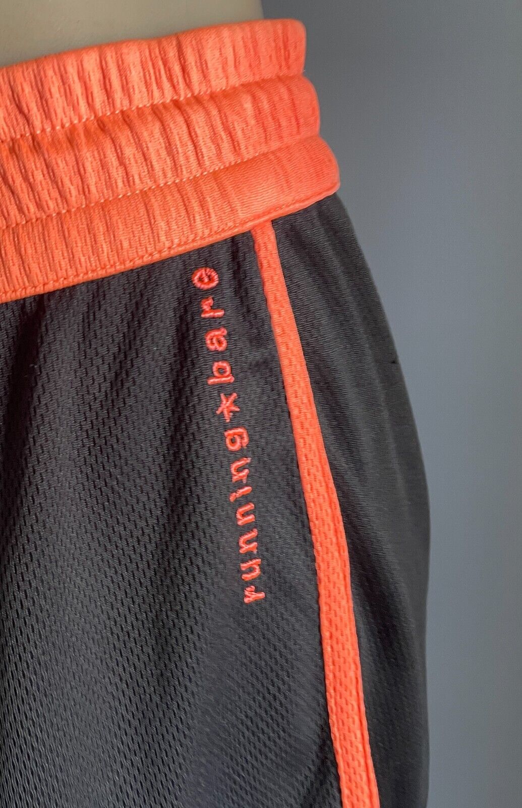 RUNNING BARE Running Shorts Black Coral Orange Elastic Drawstring Size 14 NEW