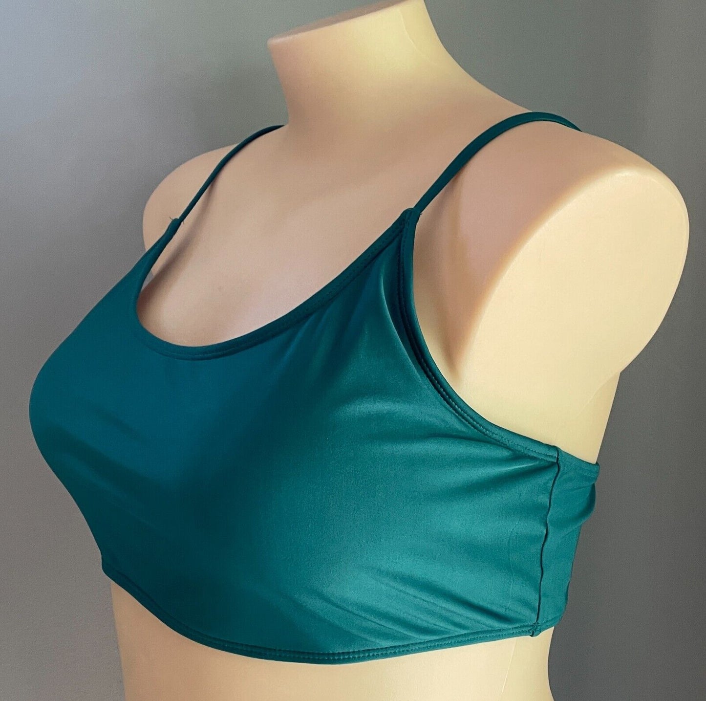 Sport Crop Top Scoop Green Adjustable Straps Size 3XL 22 Gym Work Out Active