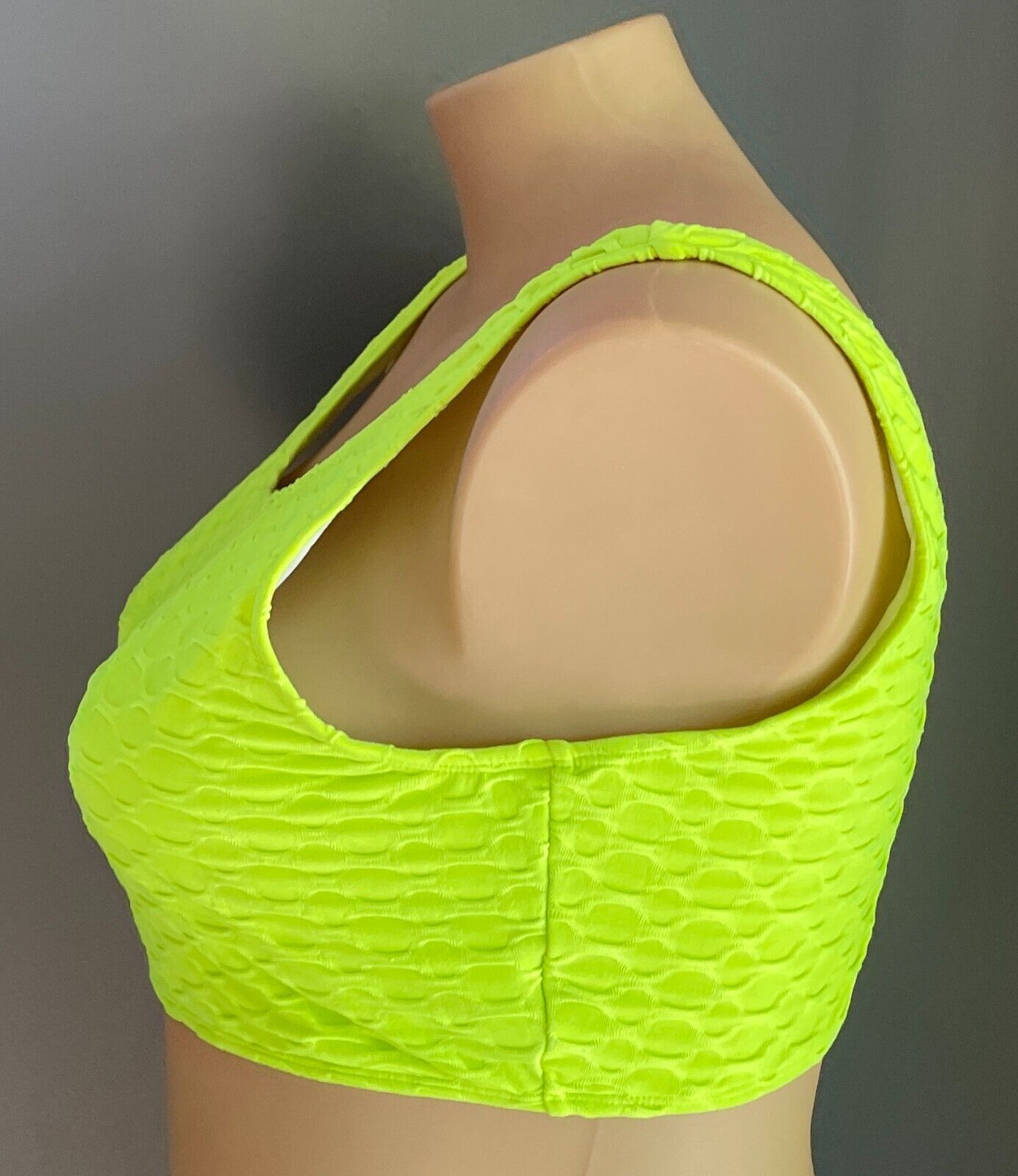 Sport Crop Top Neon Green Honeycomb Print Fabric Sz 3XL 22 Gym Work Out Active