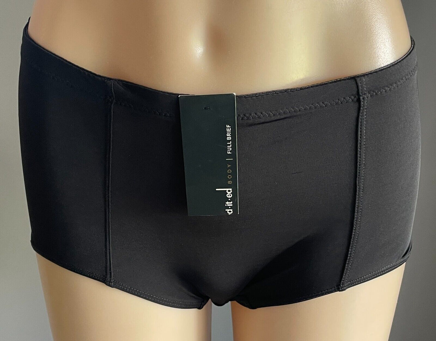 ED.IT.ED Underpants Plain Black Front Teal Blue Lace Back Full Brief Size 16 NEW