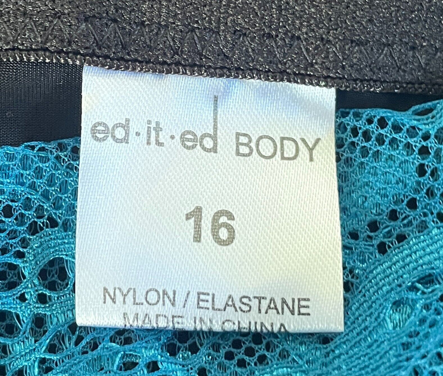 ED.IT.ED Underpants Plain Black Front Teal Blue Lace Back Full Brief Size 16 NEW