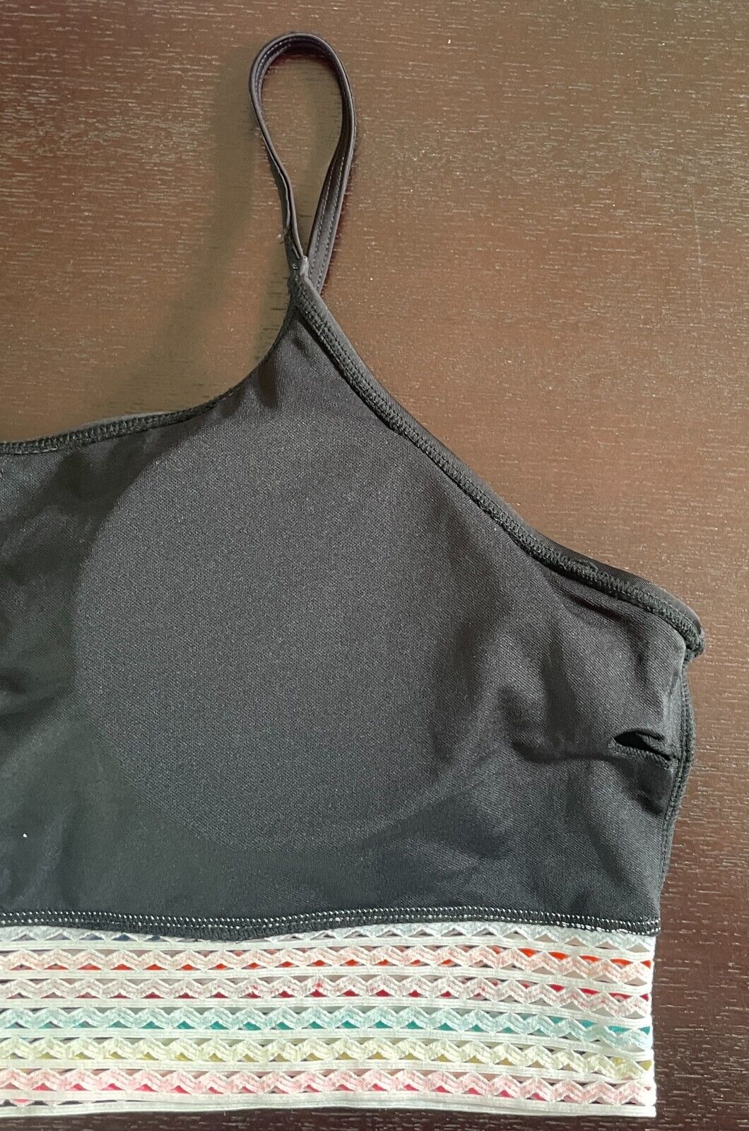 Sport Crop Top Black Elastic Trim Plus Size 3XL 22 Thin Adjustable Straps Gym