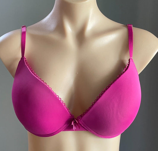ALEXANDRA BARTLETT Hot Pink Bra Underwire Push Up Smooth Cup Size 36C Adjustable