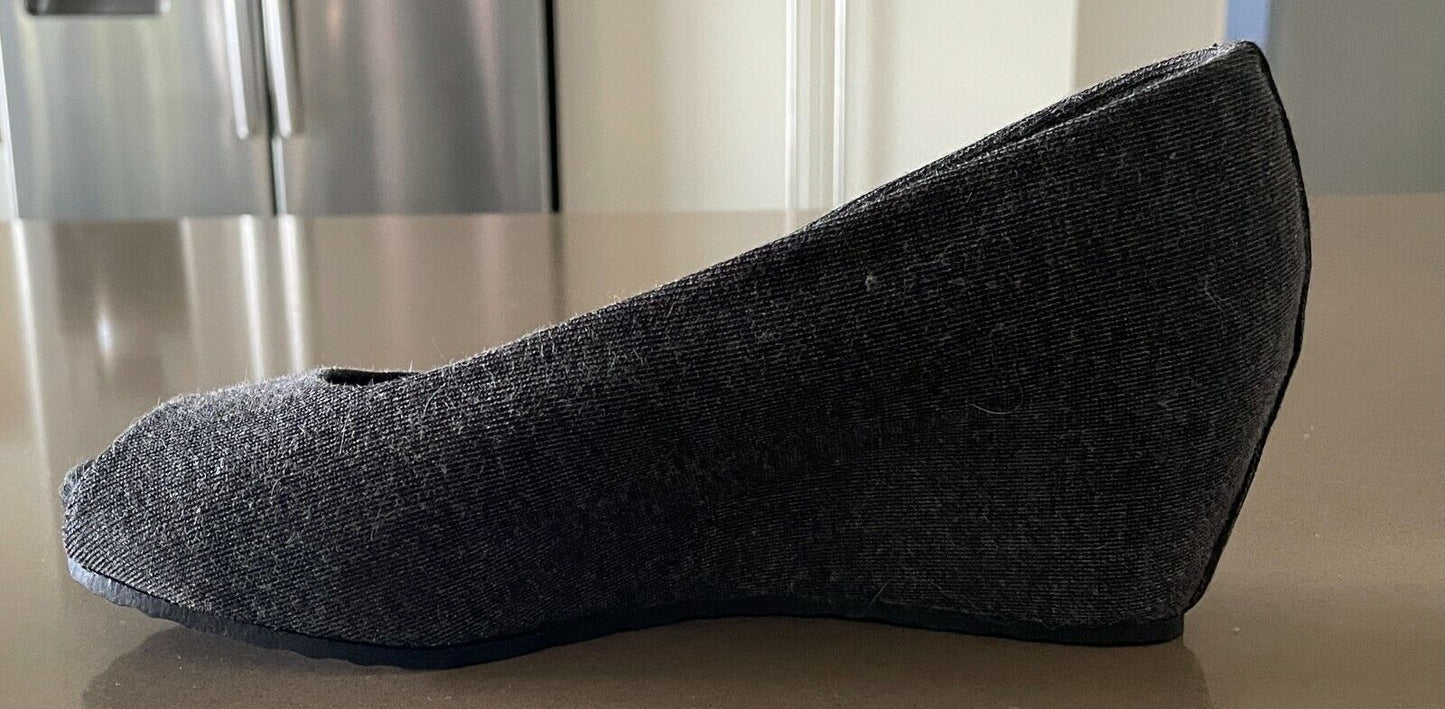LACOSTE Shoes Wedge Heel Open Toe Charcoal Grey Fabric Ladies Sz UK 4 EU 37 US 6