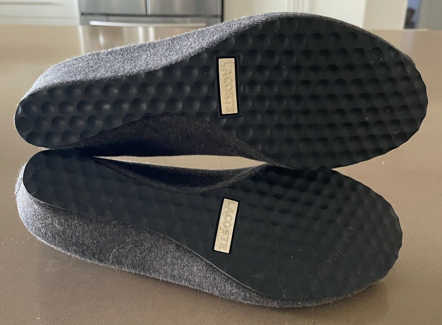 LACOSTE Shoes Wedge Heel Open Toe Charcoal Grey Fabric Ladies Sz UK 4 EU 37 US 6