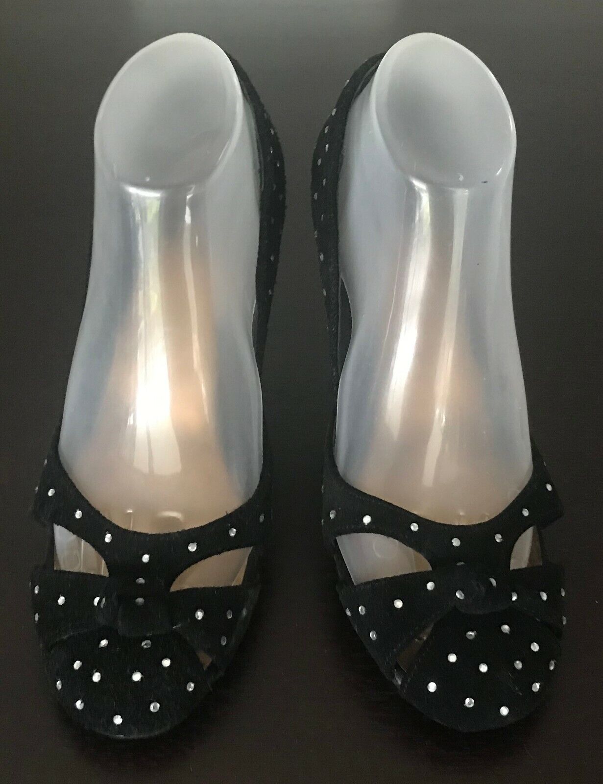 FRIIS & COMPANY High Heel Pumps Black Suede Crystal Embellished Shoes Size 40