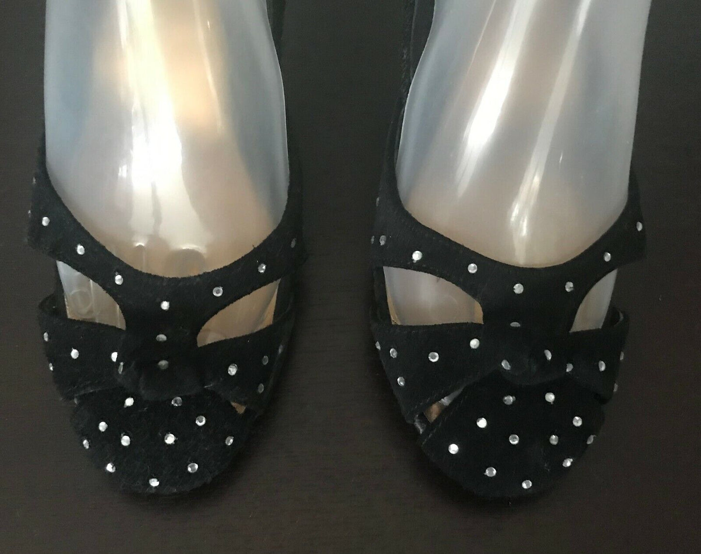 FRIIS & COMPANY High Heel Pumps Black Suede Crystal Embellished Shoes Size 40