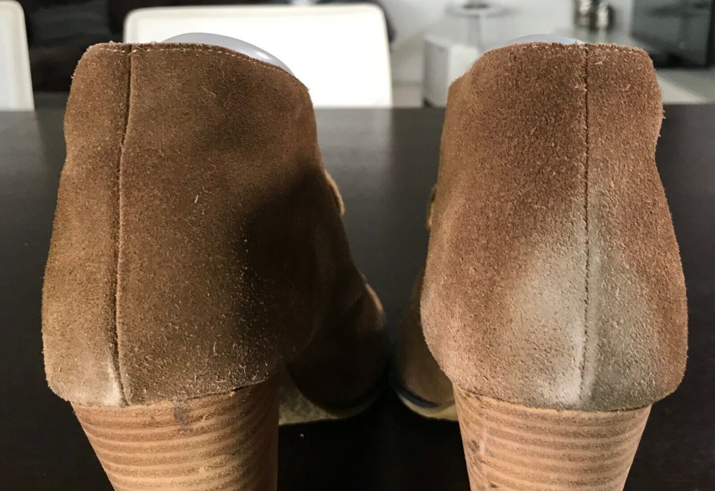 ZU "Mirage" Shoes Camel Suede Leather Lace Up Block Heel Booties Ladies Size 9