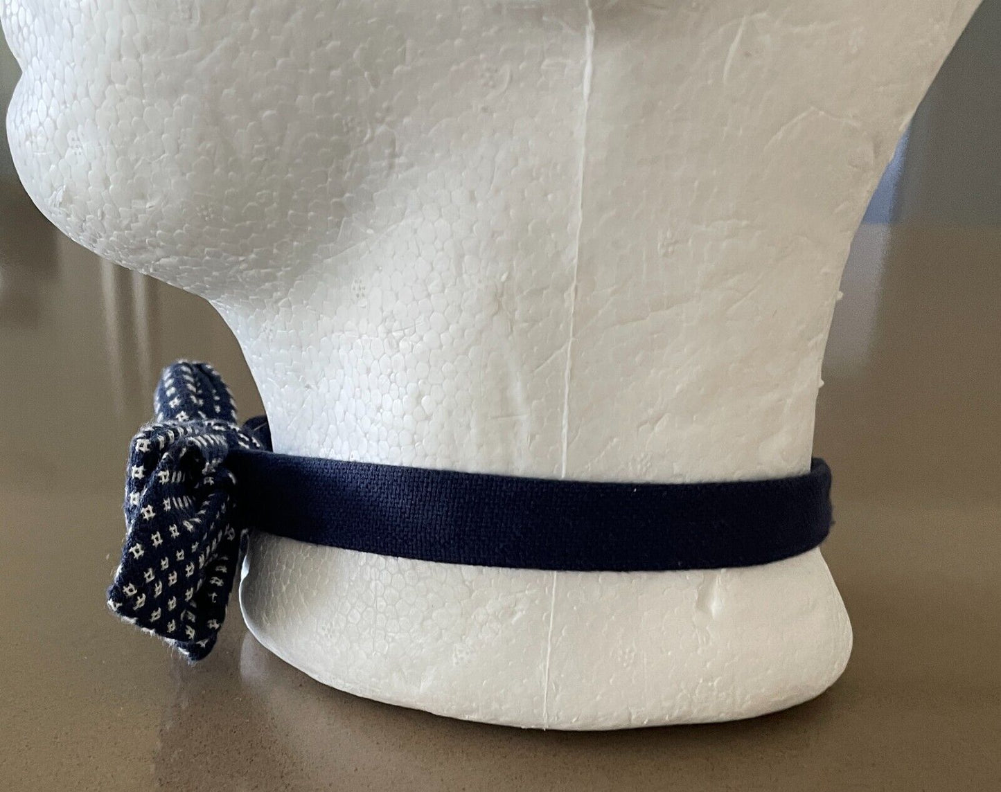 Bow Tie Navy Blue & White Print Pre-tied Adjustable Bowtie