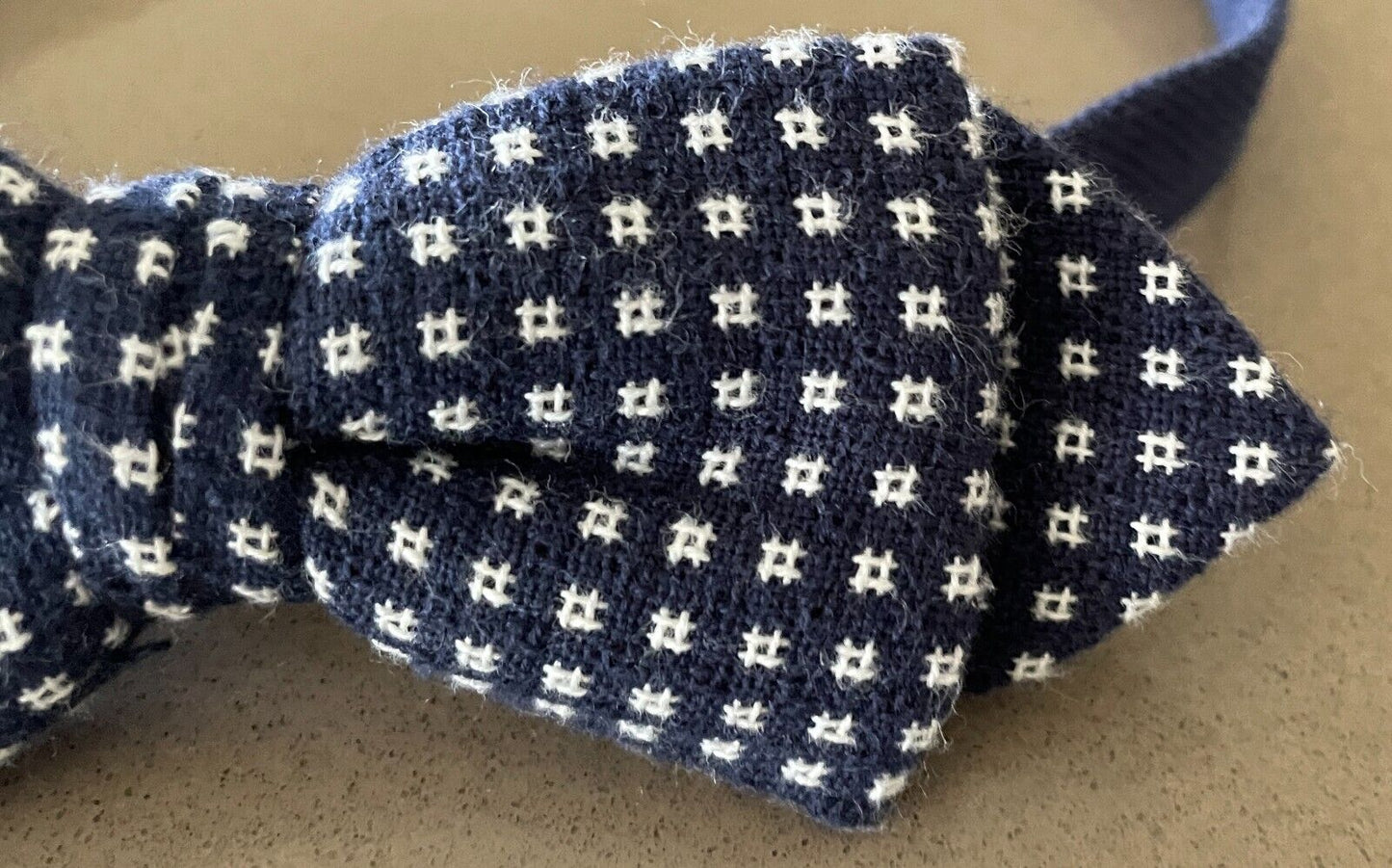 Bow Tie Navy Blue & White Print Pre-tied Adjustable Bowtie