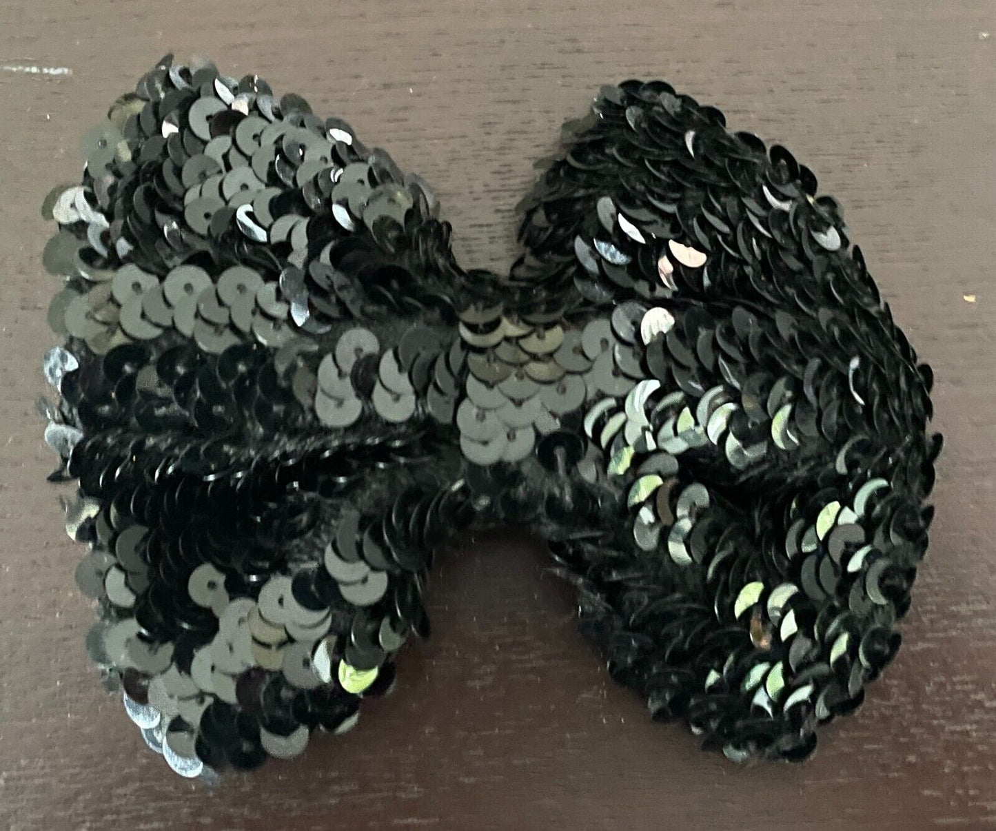 BLING Large Black Sequin BOW Brooch w Pin Clasp 13cm W x 11.5cm H Shirt Bow Tie