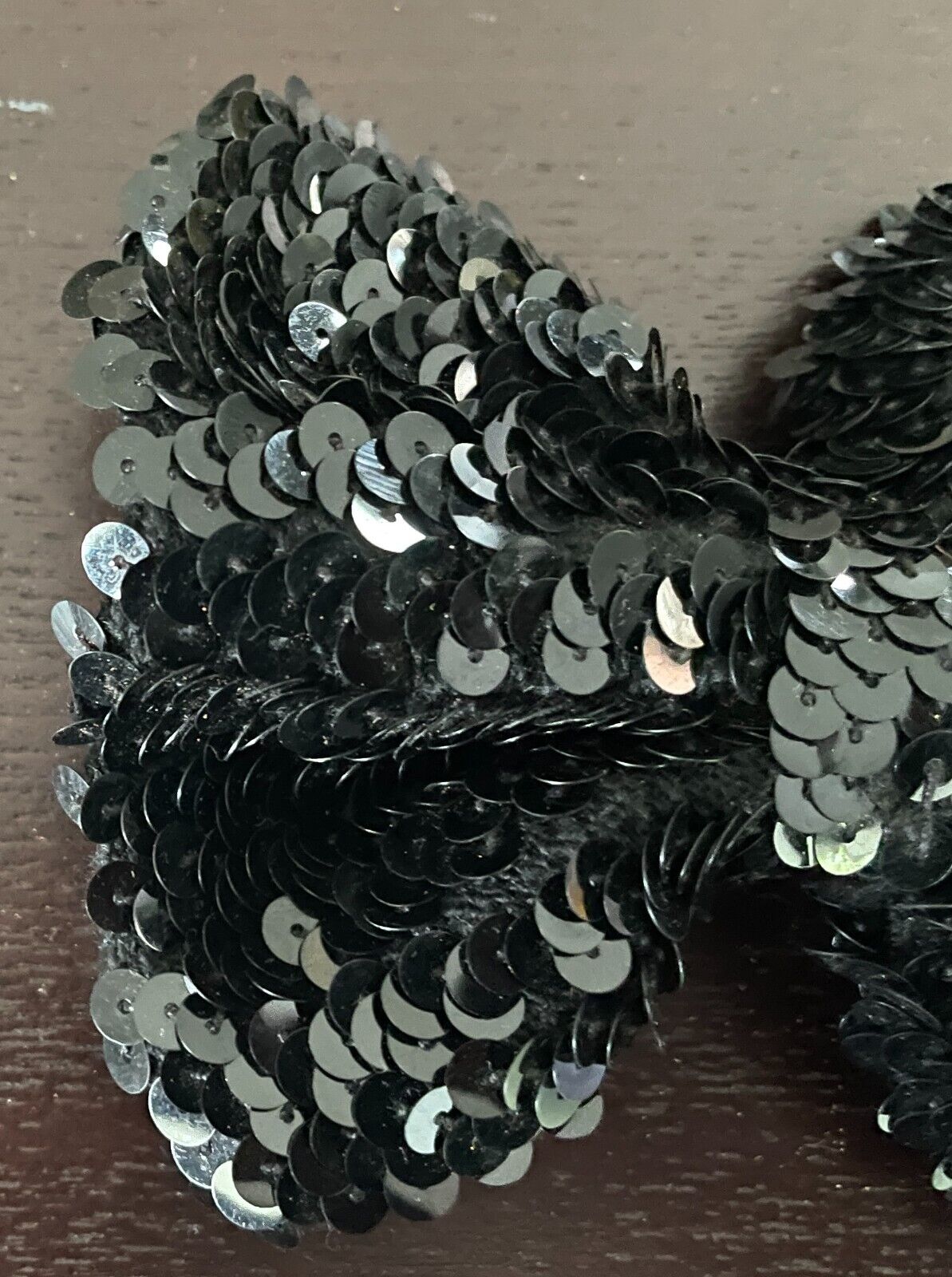 BLING Large Black Sequin BOW Brooch w Pin Clasp 13cm W x 11.5cm H Shirt Bow Tie