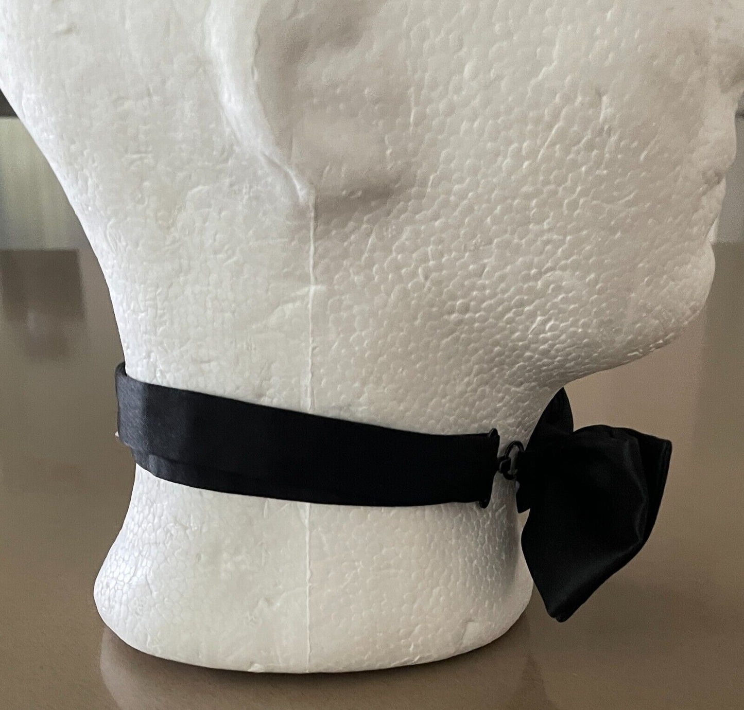 Vintage Mens BOW  TIE Classic Black Polyester Fabric Pre-Tied Wedding Formal
