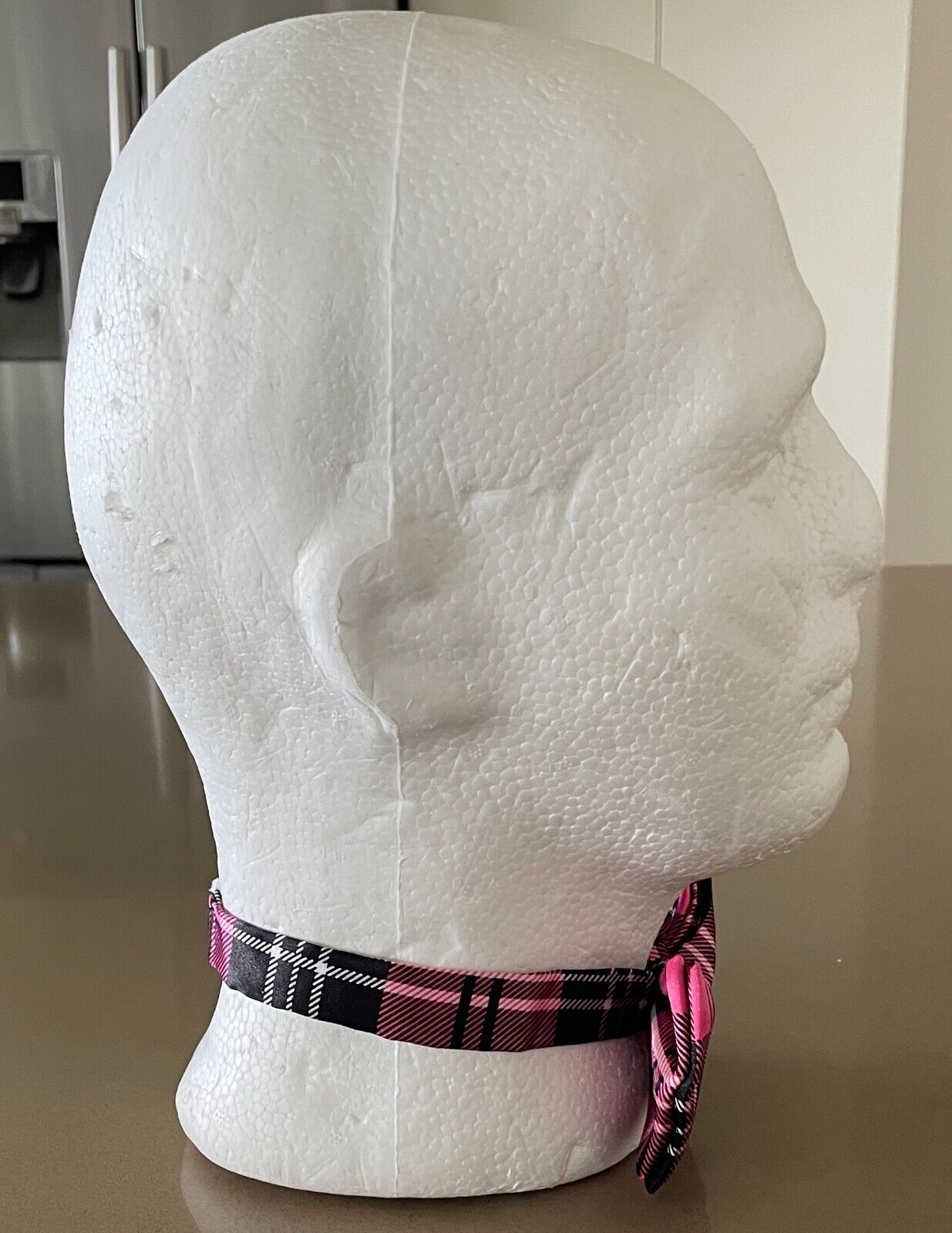 Bow Tie Black Pink White Plaid Check Pre-tied Adjustable Bowtie