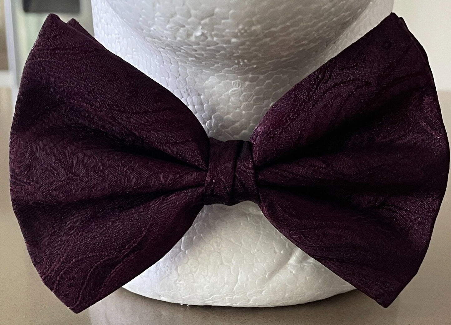 Bow Tie Aubergine Jacquard Print Pre-Tied Adjustable Vintage Formal Bowtie