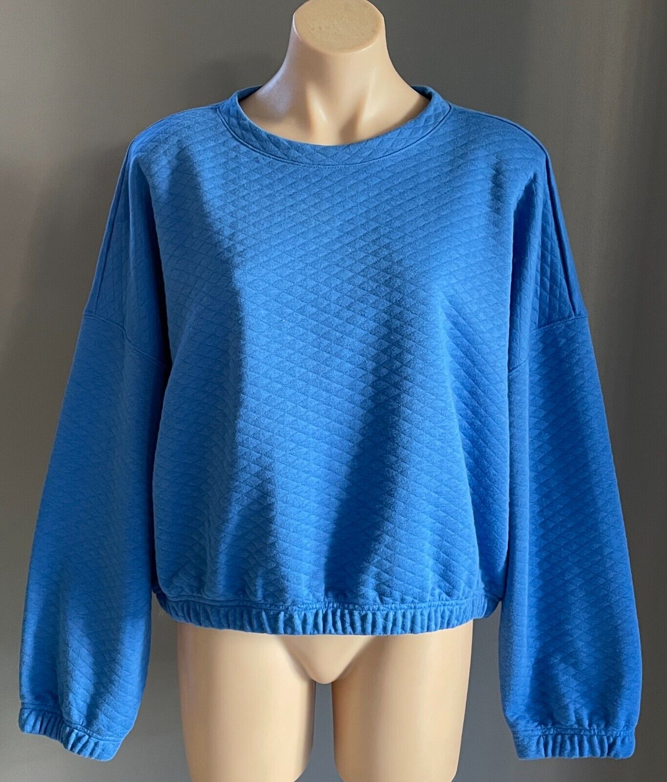 ANKO TOP Active Blue Diamond Print Elastic Hem Size 20 Long Sleeve  Sports Gym