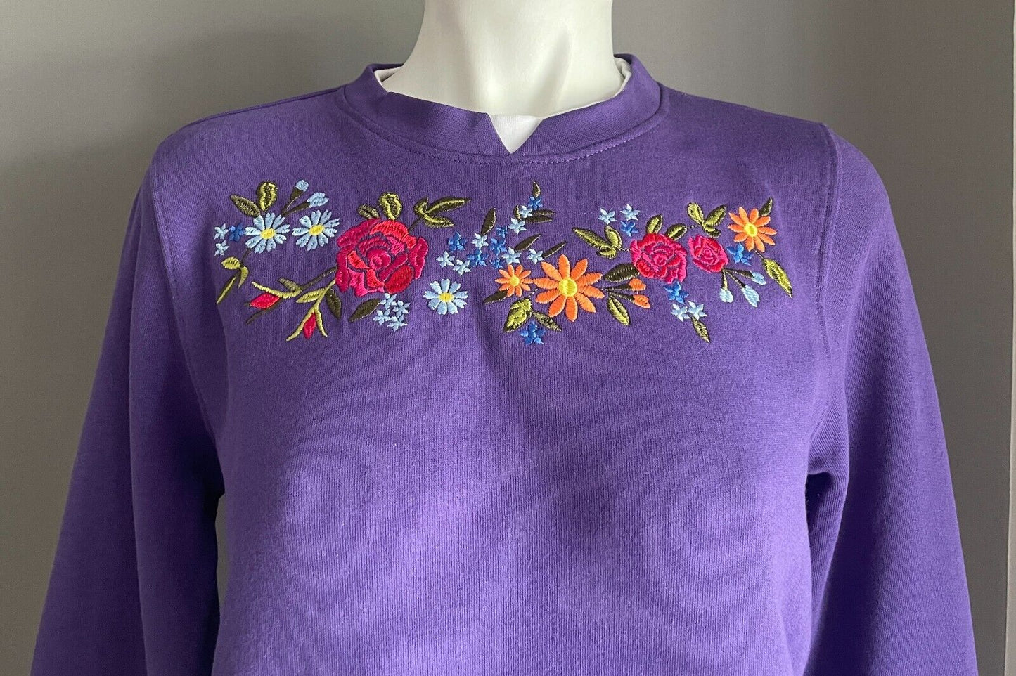 DAMART Purple Tracksuit Embroidered Long Sleeve Top & Pants Ladies Sz 8 Comfort