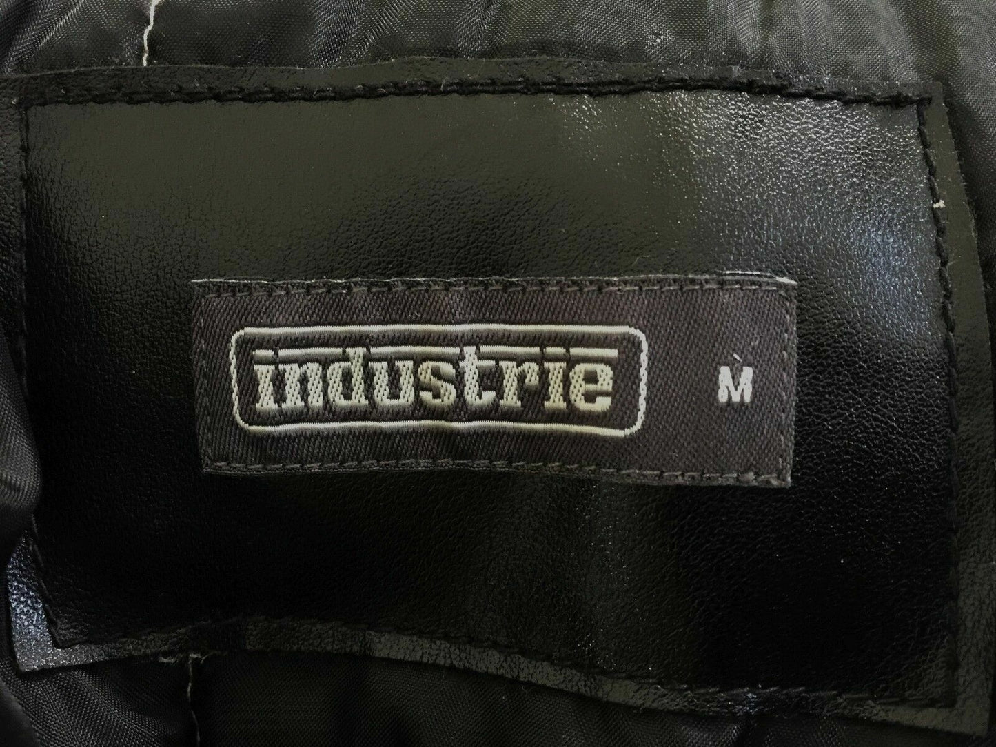 Mens INDUSTRIE Quilted  Bomber Jacket Black & Cream Trim  Size M