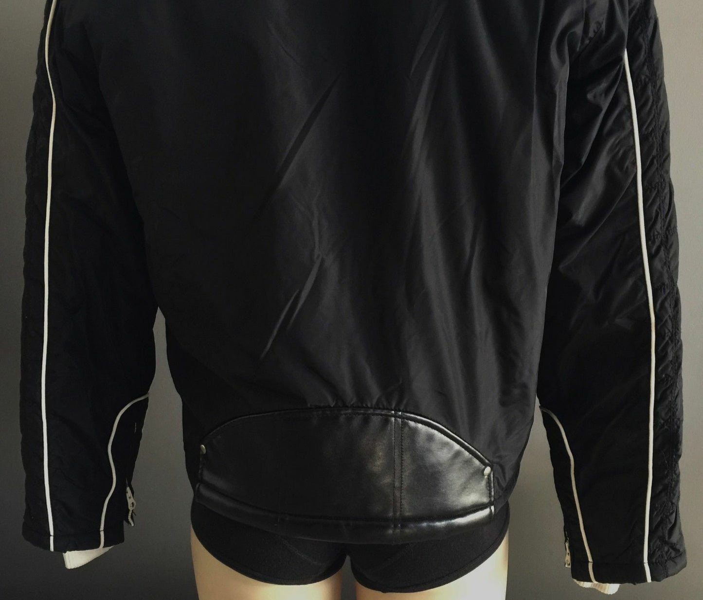 Mens INDUSTRIE Quilted  Bomber Jacket Black & Cream Trim  Size M
