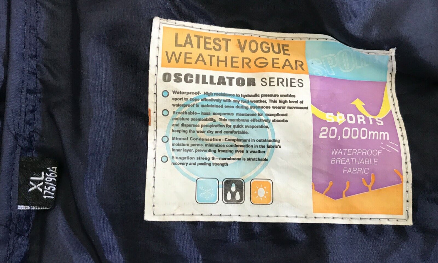 LATEST VOGUE WEATHER GEAR "Oscillator" Puffer Jacket Navy Sleeveless Size XL