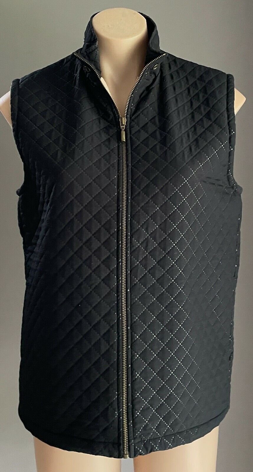 BLACK APPLE Vest Sleeveless Jacket Quilted Fleece Lined Gilet Vest  Sz S 10 12