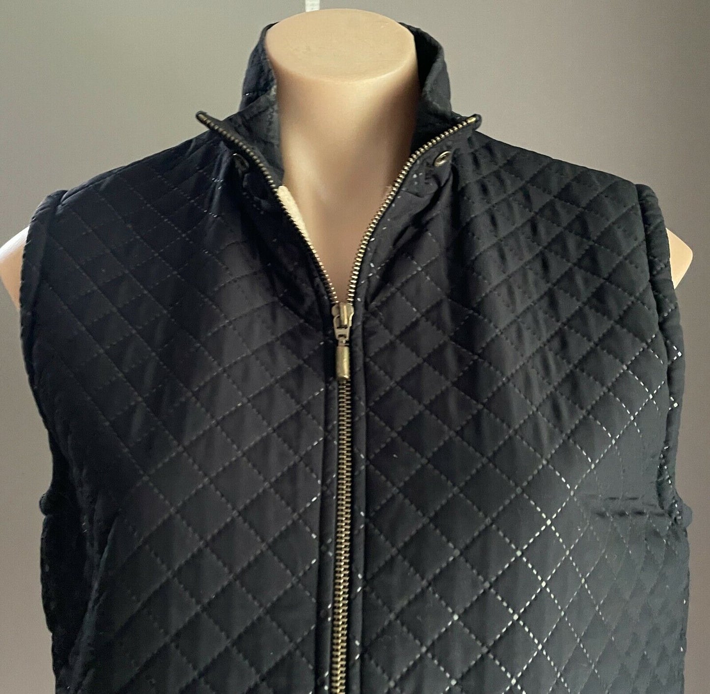 BLACK APPLE Vest Sleeveless Jacket Quilted Fleece Lined Gilet Vest  Sz S 10 12