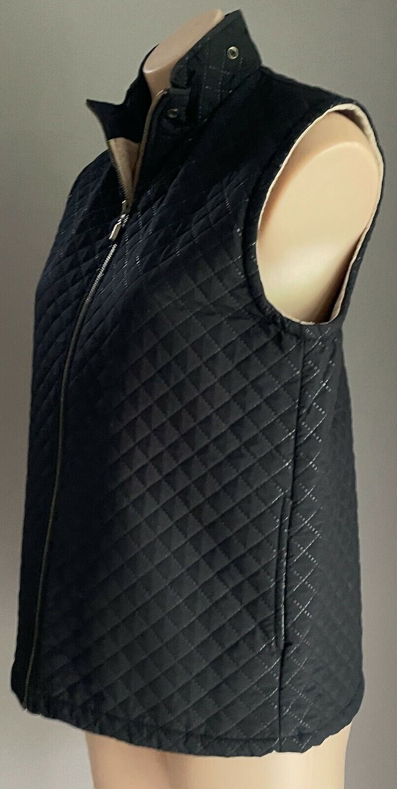 BLACK APPLE Vest Sleeveless Jacket Quilted Fleece Lined Gilet Vest  Sz S 10 12