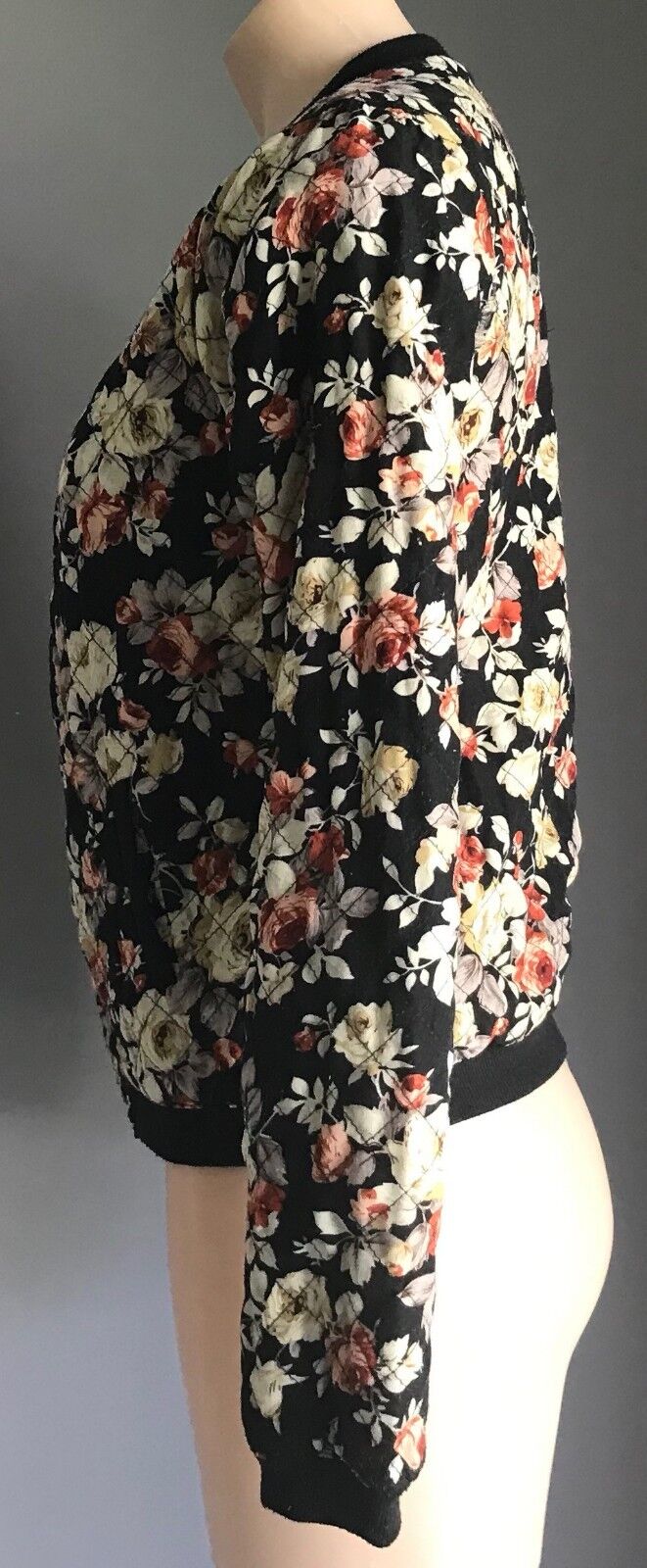 VALLEY GIRL Bomber Jacket Quilted Black Floral Size Ladies S  10