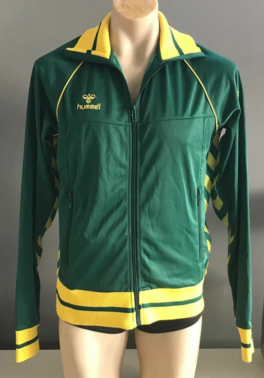 Mens HUMMEL Zip Jacket Green & Gold Sports Size L Aussie Colours Varsity Vintage