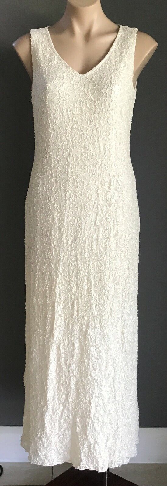 LAURA K Off White Lace GOWN Sleeveless Long Sleeve JACKET Wedding Sz 10 Vintage