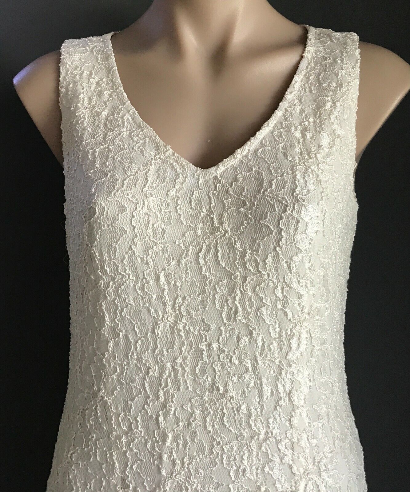 LAURA K Off White Lace GOWN Sleeveless Long Sleeve JACKET Wedding Sz 10 Vintage