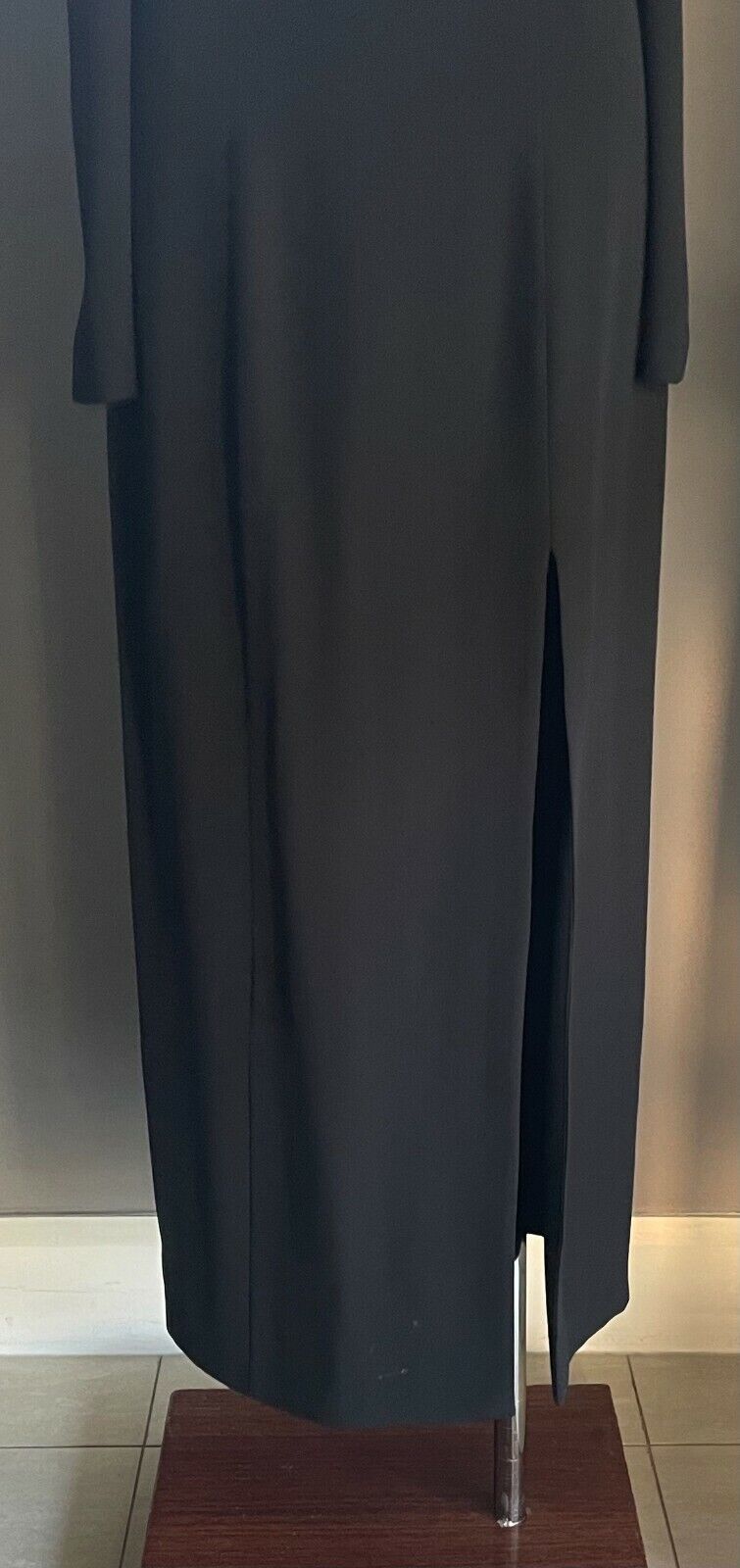 MR K Gown Black Drape Bodice Cold Shoulder Long Sleeve Slit Front Sz 10 Vintage