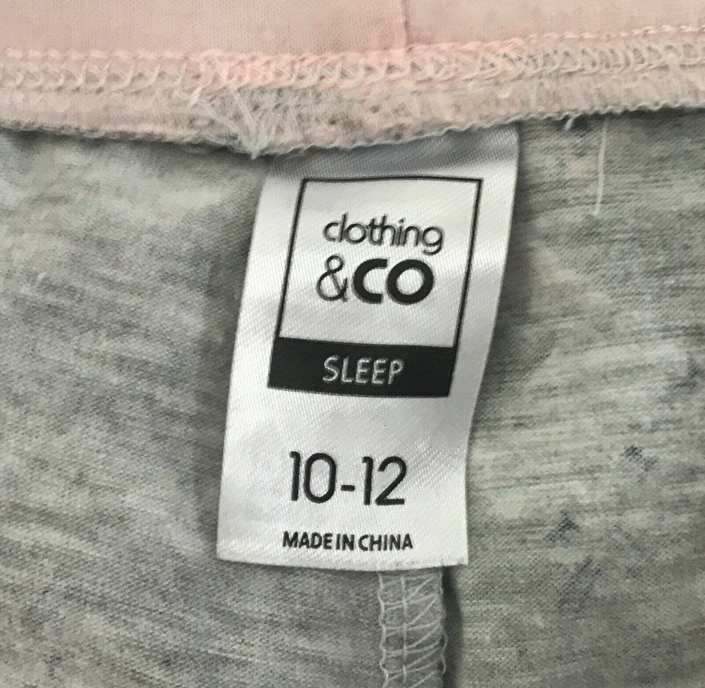 CLOTHING & CO Pyjama Pants Grey Pink White Bunny Elastic Waist Sleep PJs 10  12