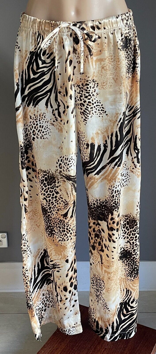 UNDERCOVER WEAR Beige Gold Brown Leopard Elastic WaistLadies Sleep Pants 10 12