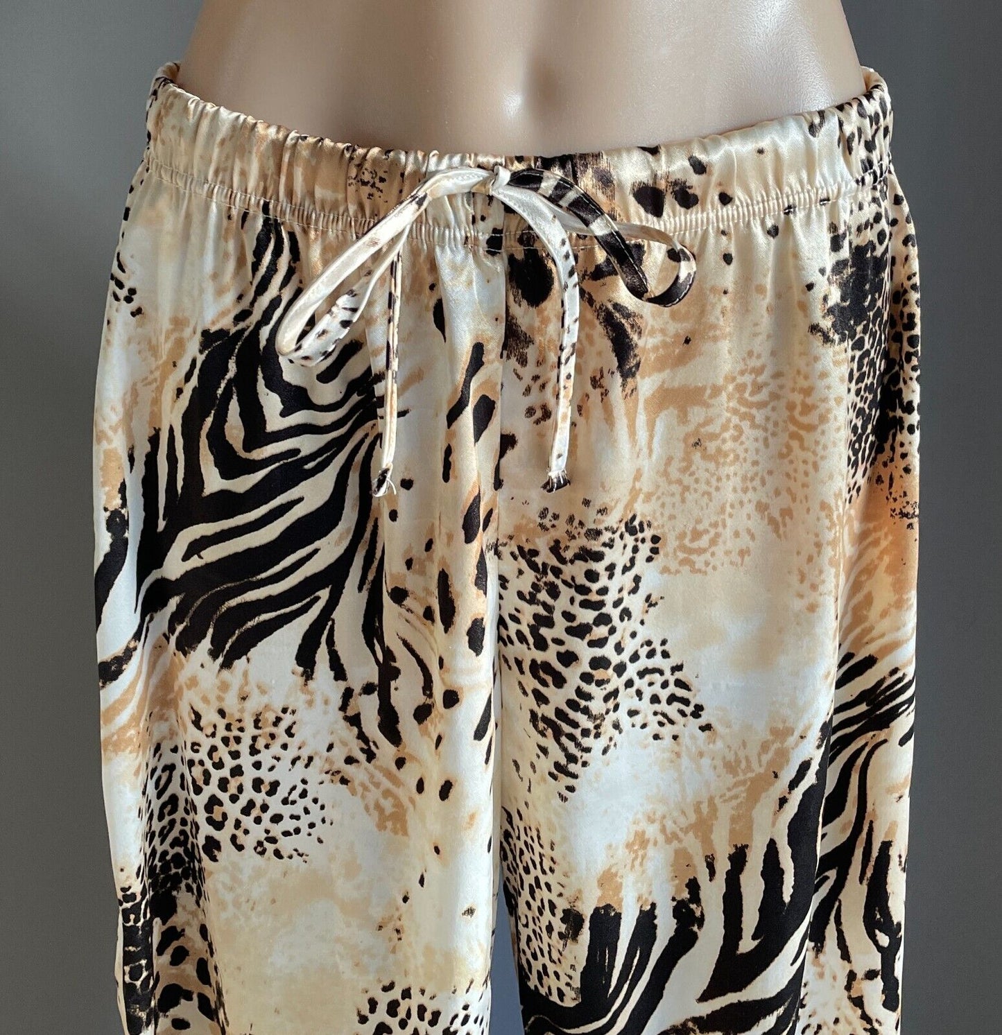 UNDERCOVER WEAR Beige Gold Brown Leopard Elastic WaistLadies Sleep Pants 10 12