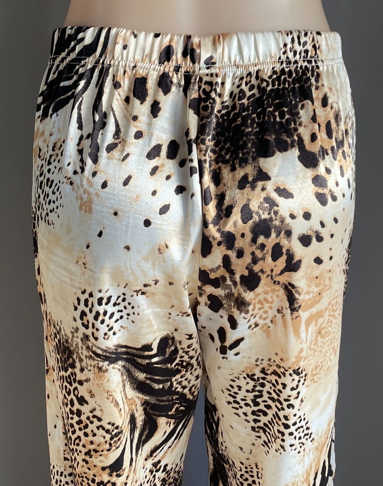 UNDERCOVER WEAR Beige Gold Brown Leopard Elastic WaistLadies Sleep Pants 10 12
