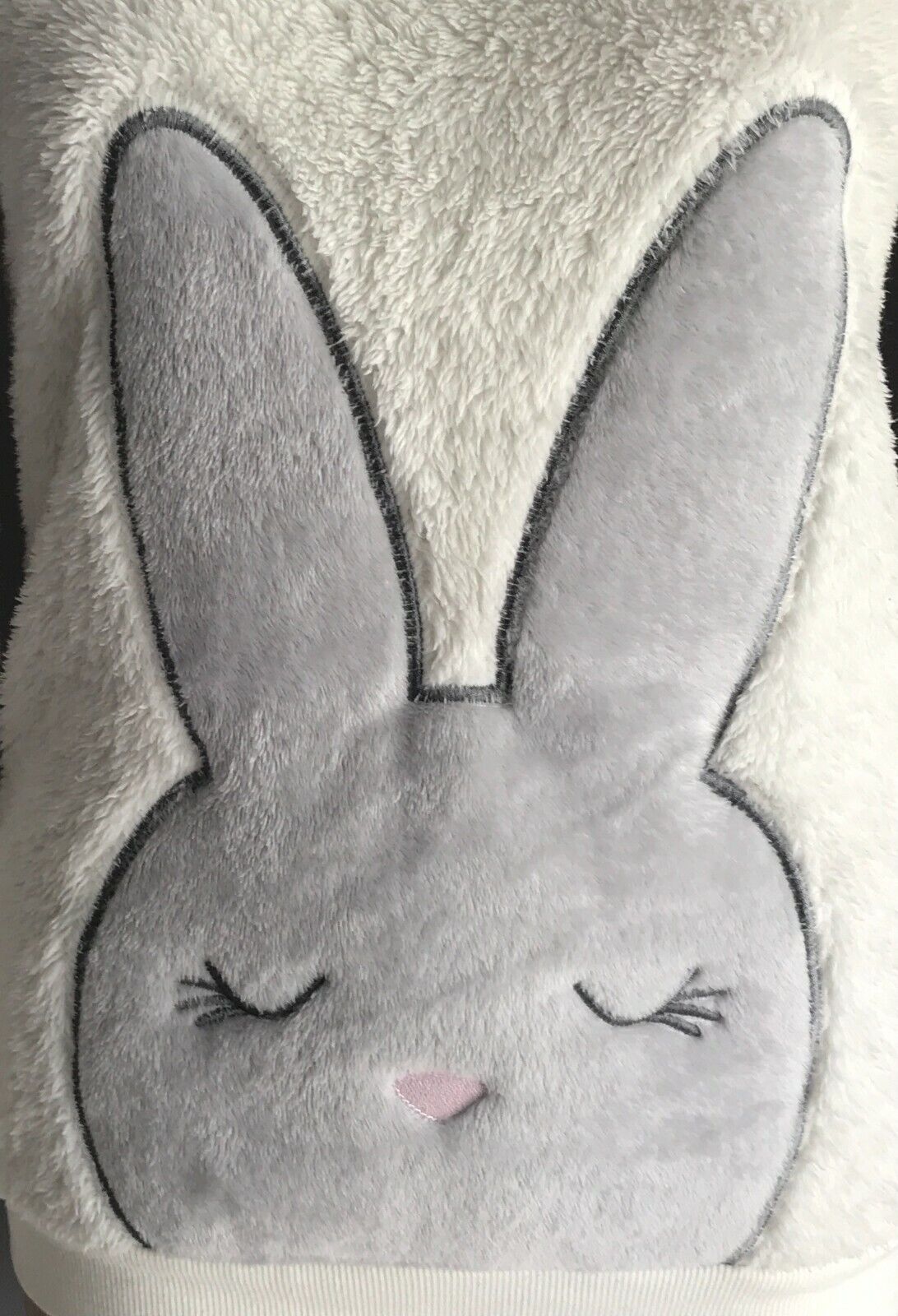TARGET Sleep Top White Faux Fur Bunny Face Plush Long Sleeve PJs Fluffy XS 8 10