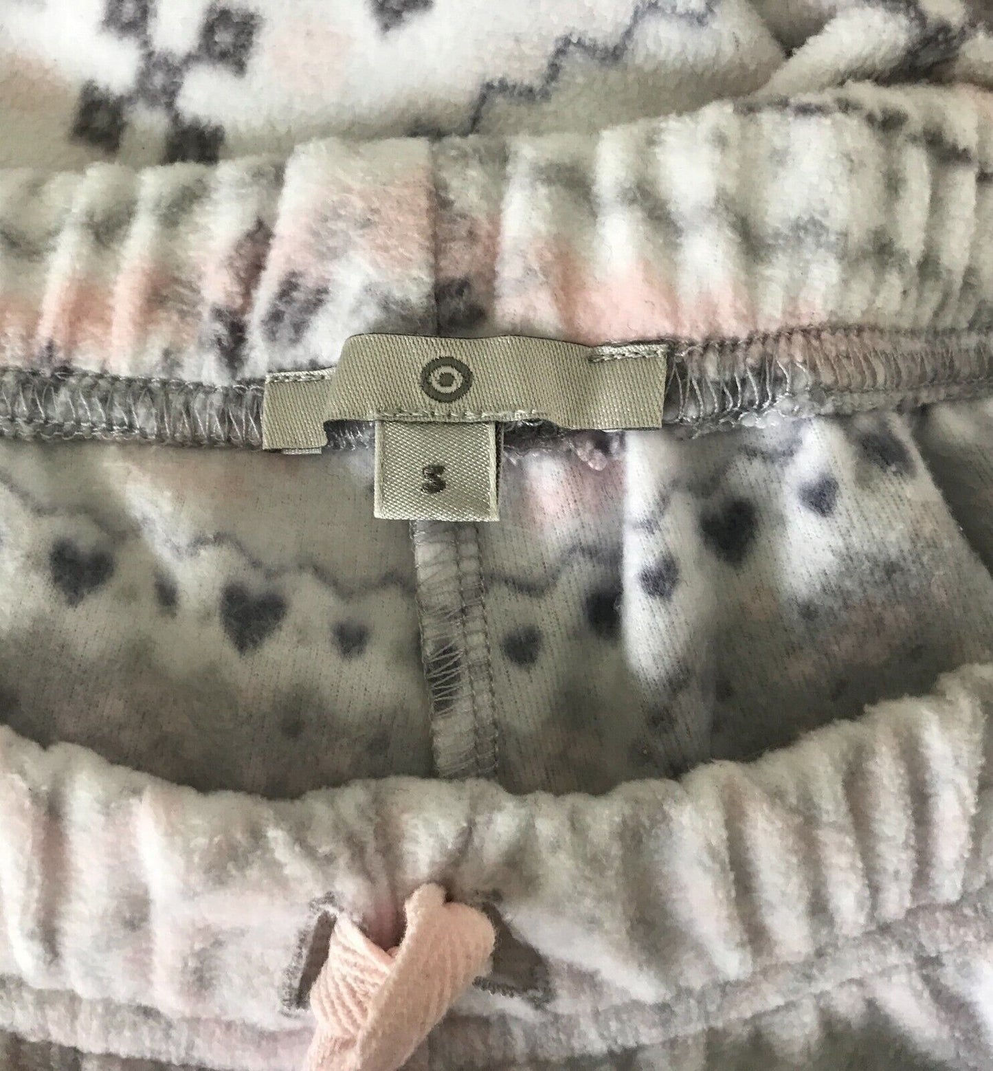 TARGET Sleep Pants White Grey Peach Print Polar Fleece Elastic Waist Pyjama S 10