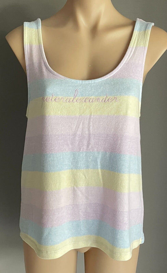 PETER ALEXANDER Pastel Stripe Print Sleeveless Sleep Top Stretch Ladies Sz XL 12