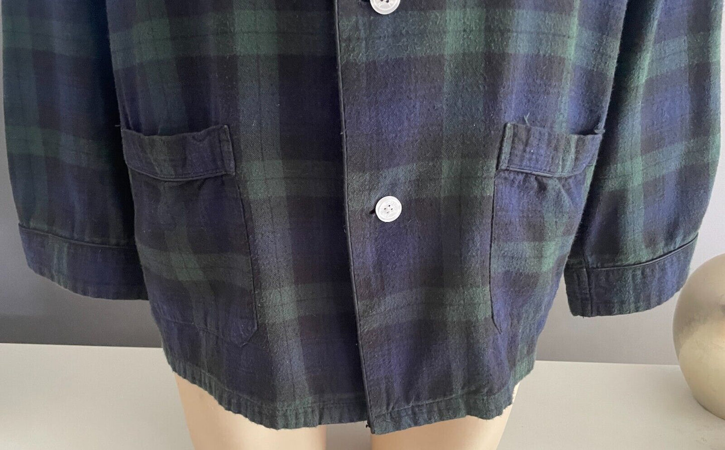 TRENT NATHAN Sleep Top Long Sleeve PJ Cotton Navy Black Green Check Mens Size XL