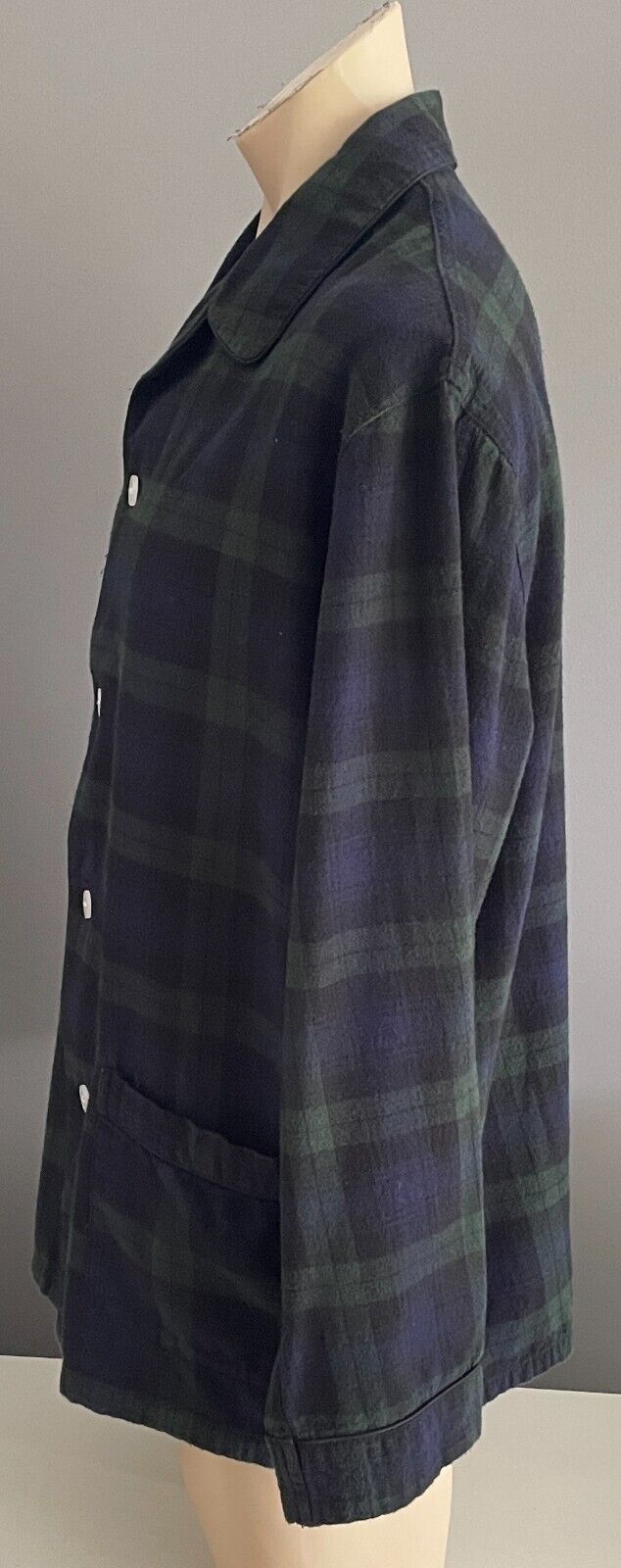 TRENT NATHAN Sleep Top Long Sleeve PJ Cotton Navy Black Green Check Mens Size XL