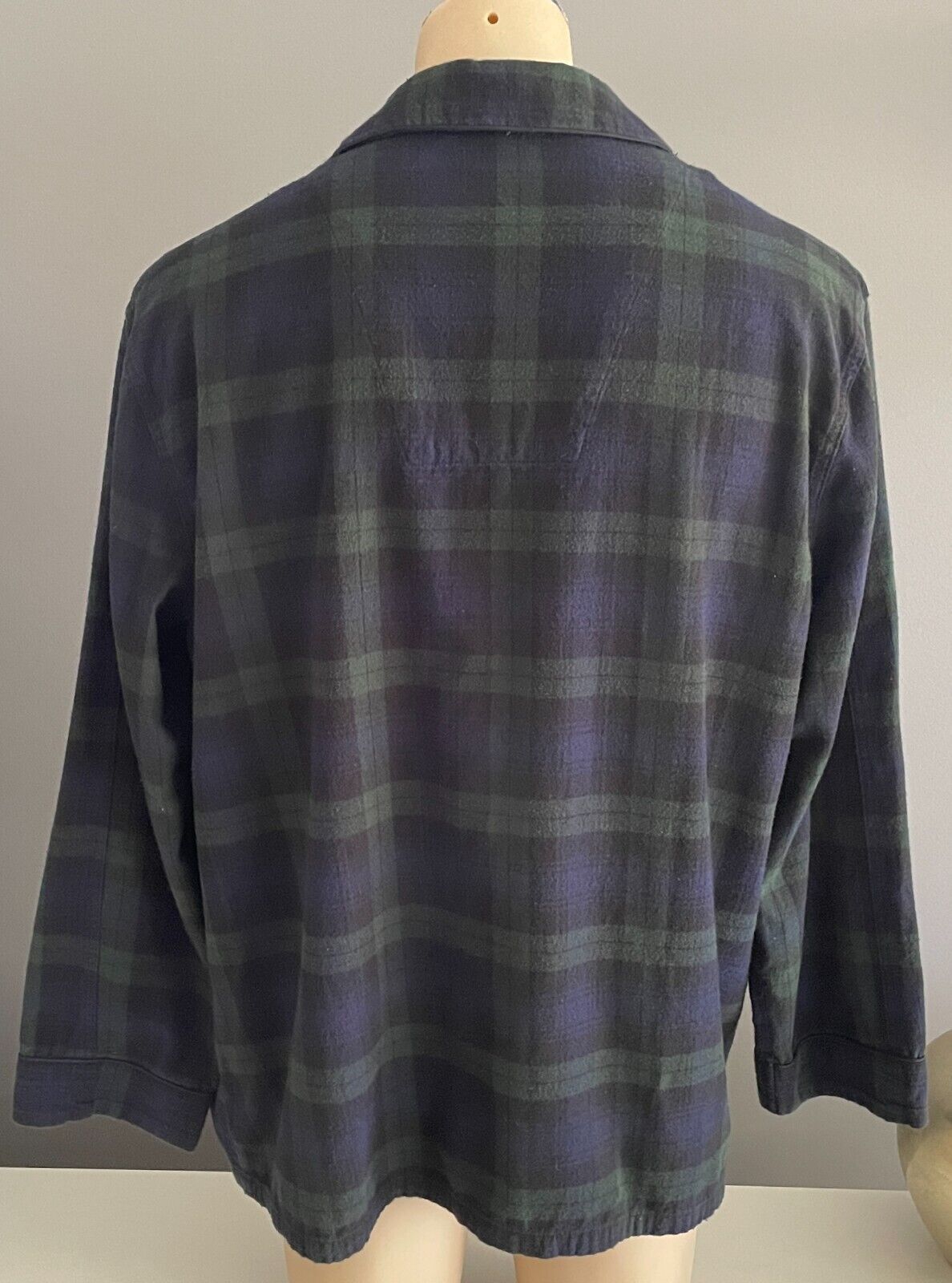 TRENT NATHAN Sleep Top Long Sleeve PJ Cotton Navy Black Green Check Mens Size XL