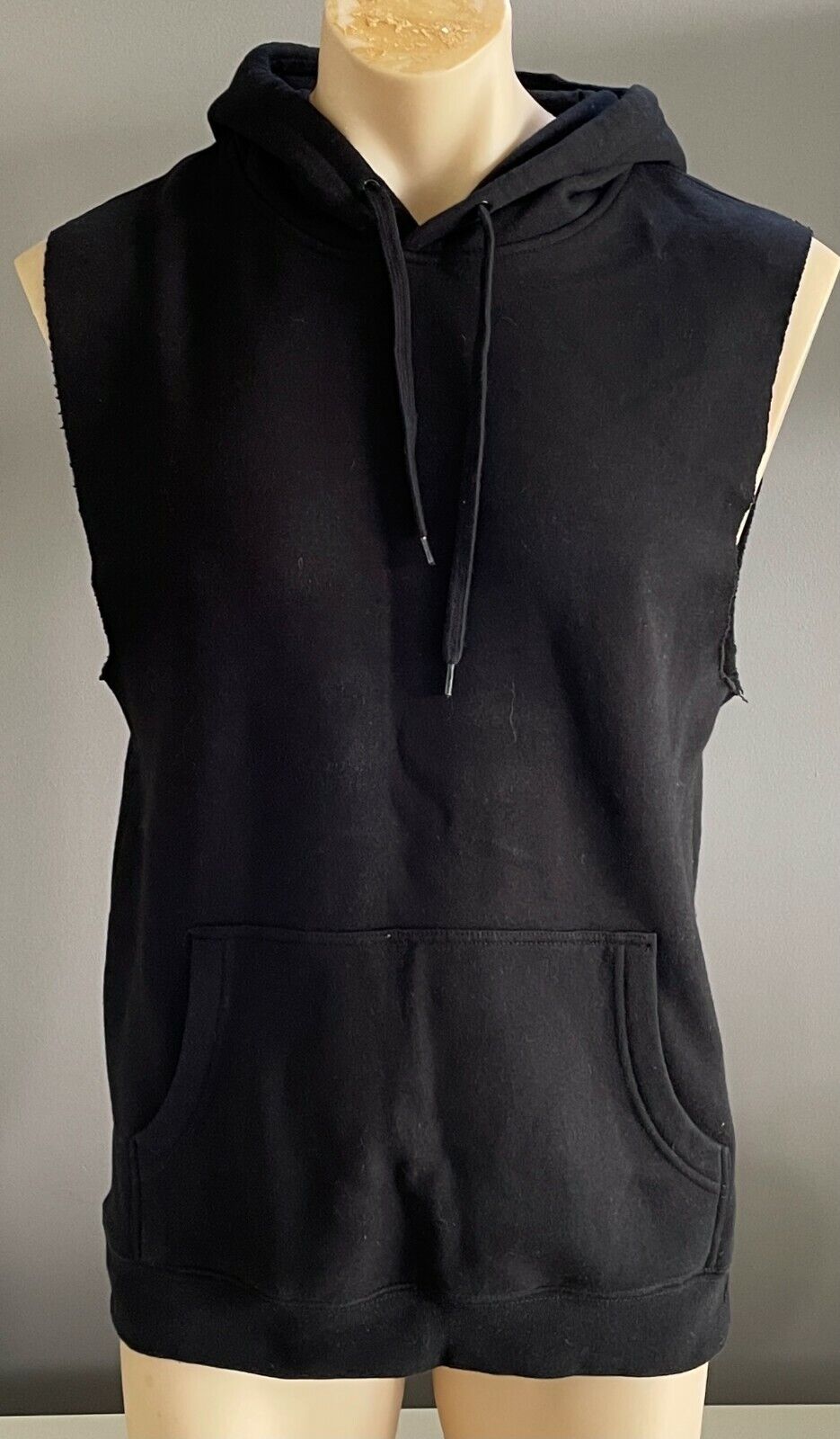AS COLOUR Stencil Sleeveless Hoodie Black Top Vest Mens Sz M Sport Casual