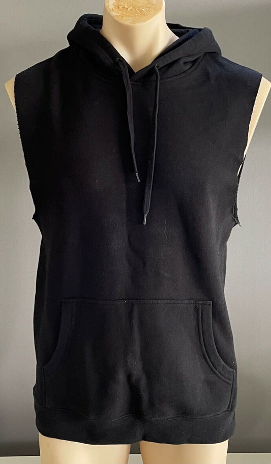 AS COLOUR Stencil Sleeveless Hoodie Black Top Vest Mens Sz M Sport Casual
