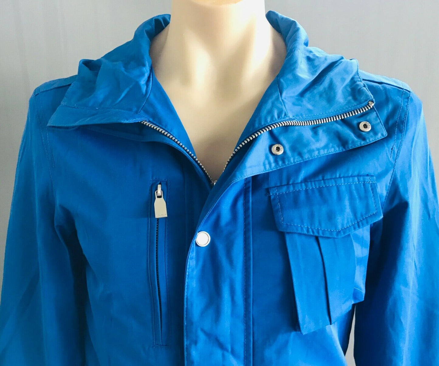 ZARA MAN Hooded Jacket  Hoodie Cobalt Blue Parka Mens Size S