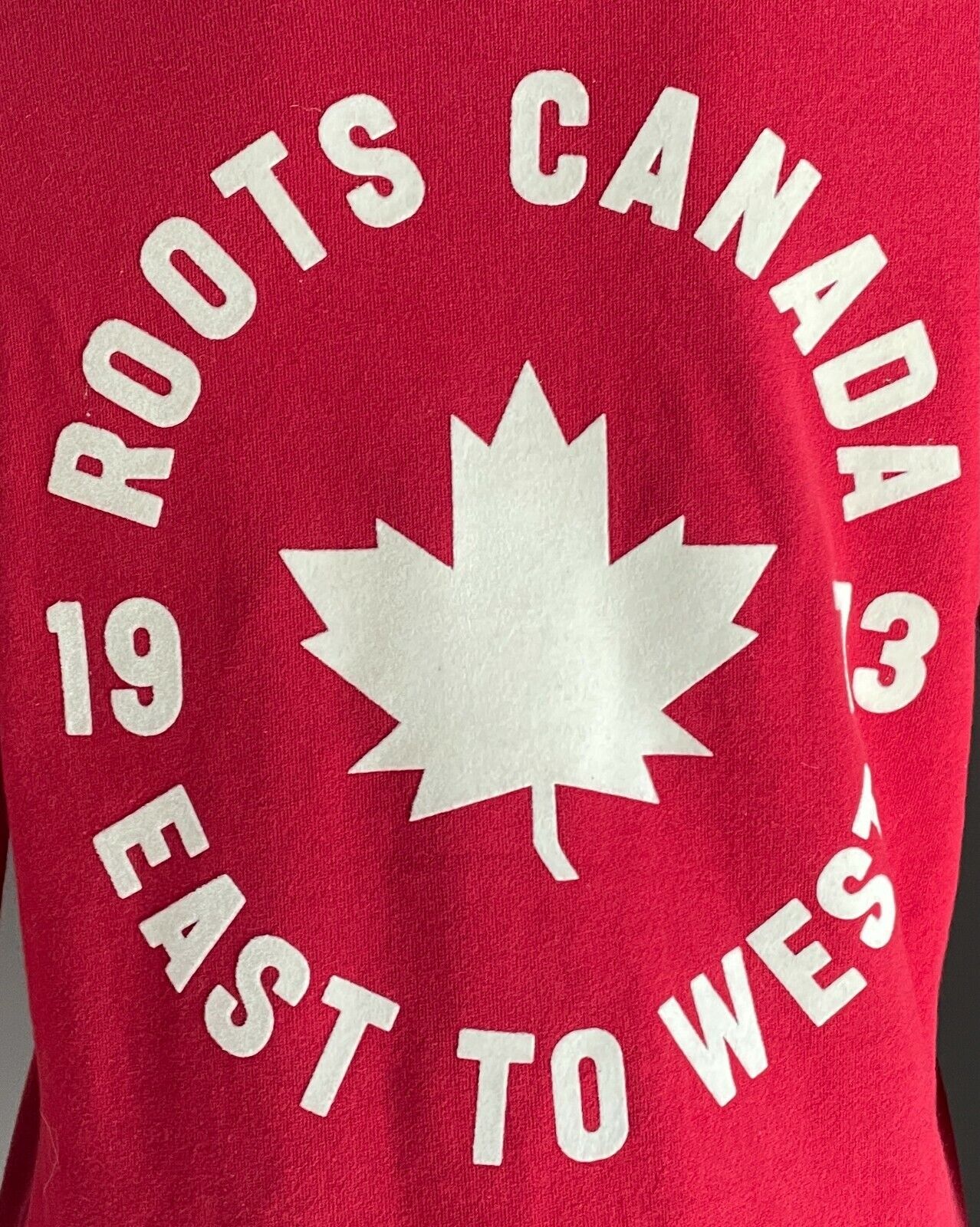 ROOTS CANADA 1973 Hooded Jacket Red White Trim Long Sleeve Zip Jersey Sz XXS 10