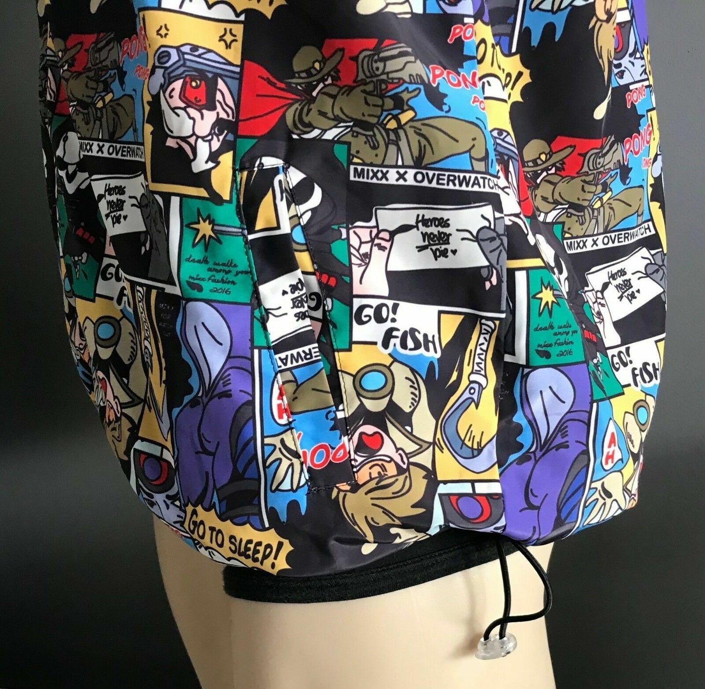 MIXX COMIC STRIP Hooded Jacket Hoodie Spray Bright MultiColoured Sz L Novelty