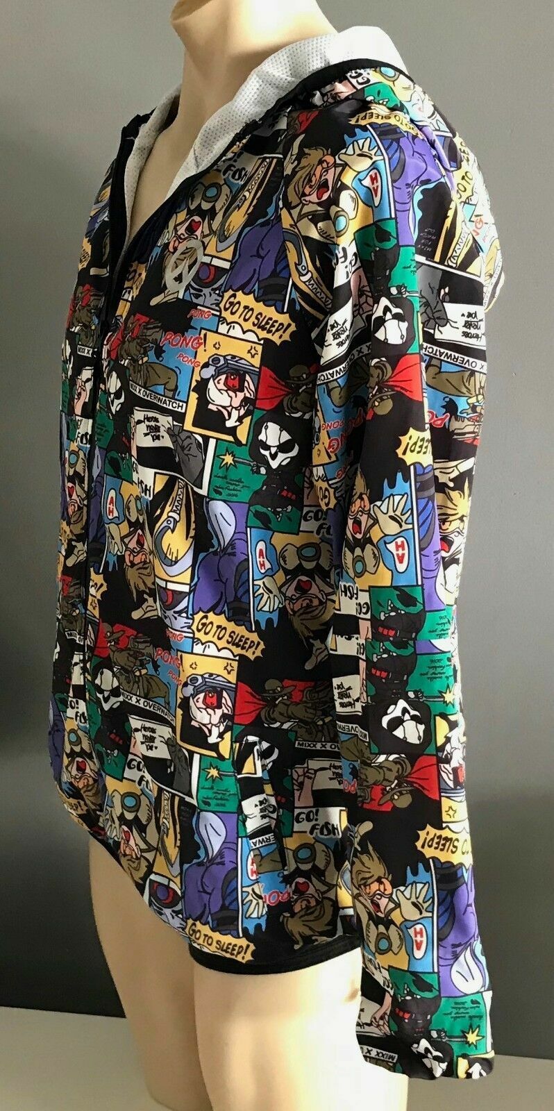 MIXX COMIC STRIP Hooded Jacket Hoodie Spray Bright MultiColoured Sz L Novelty