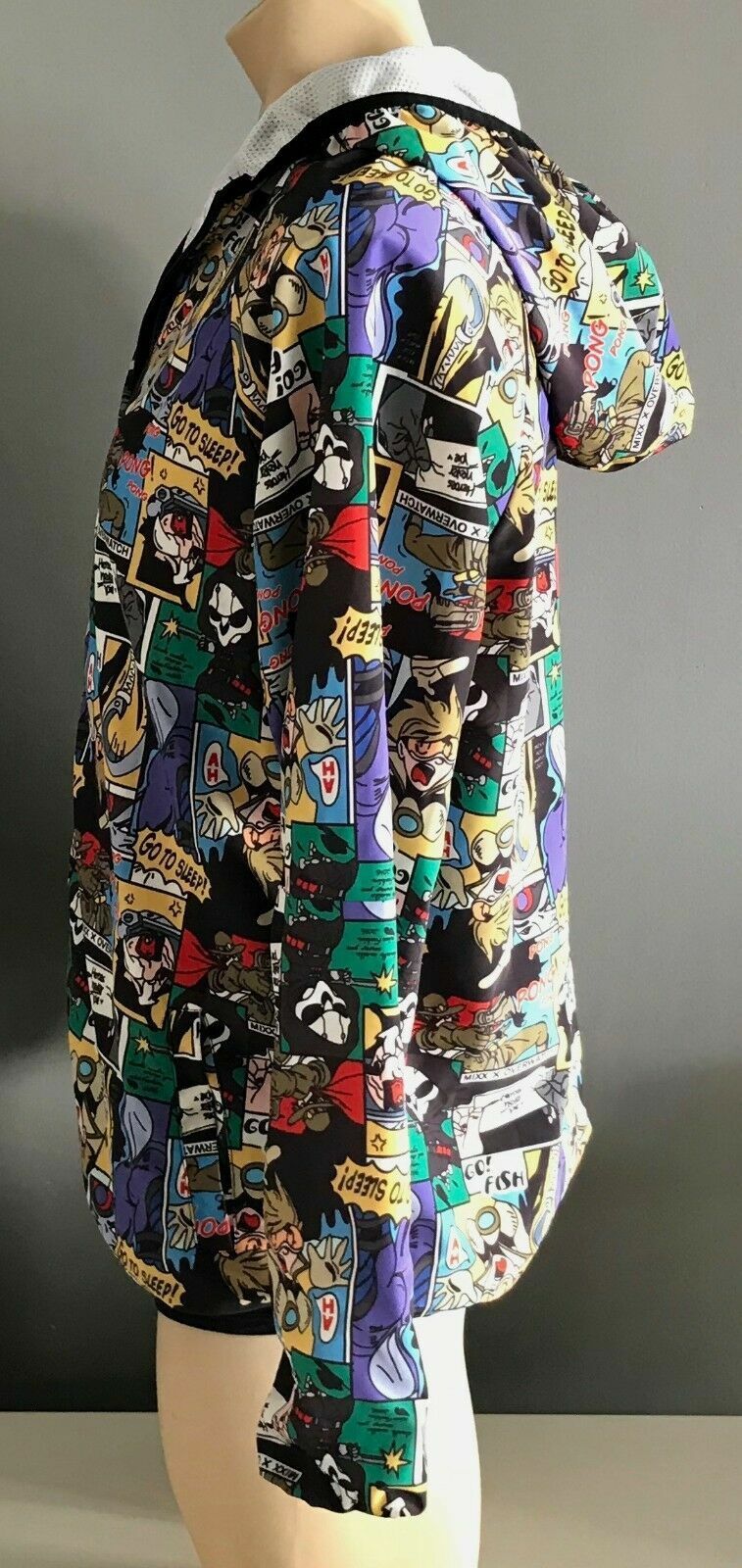MIXX COMIC STRIP Hooded Jacket Hoodie Spray Bright MultiColoured Sz L Novelty