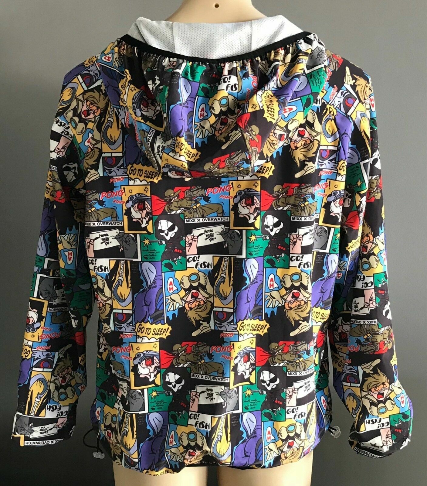 MIXX COMIC STRIP Hooded Jacket Hoodie Spray Bright MultiColoured Sz L Novelty
